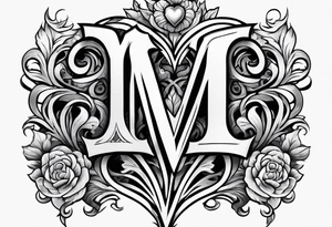 Letters M and S with heart tattoo idea