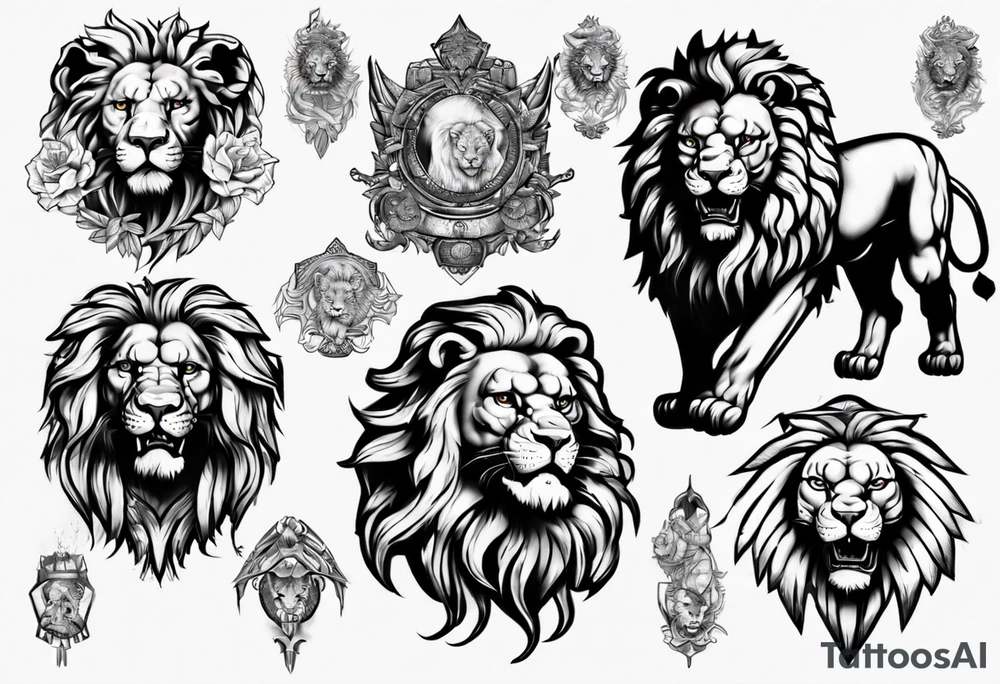 lion statues tattoo idea