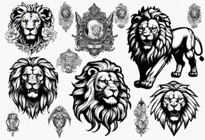 lion statues tattoo idea