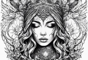 Resurrection Beautiful woman rising from her dead self to inner peace and self-love tattoo idea