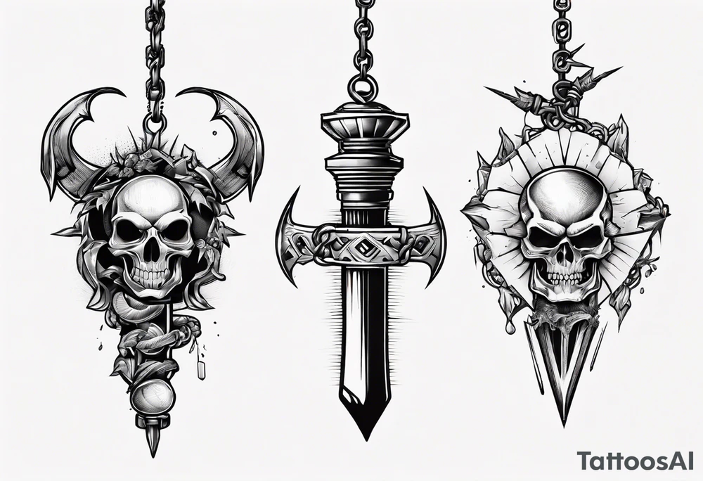 mace on a chain tattoo idea