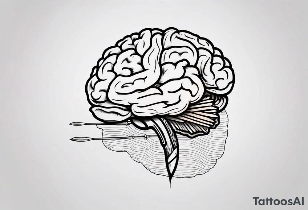 a knife through a brain discipline words tattoo idea