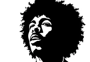 Jimi hendrix, afro, silhouette, looking straight ahead tattoo idea