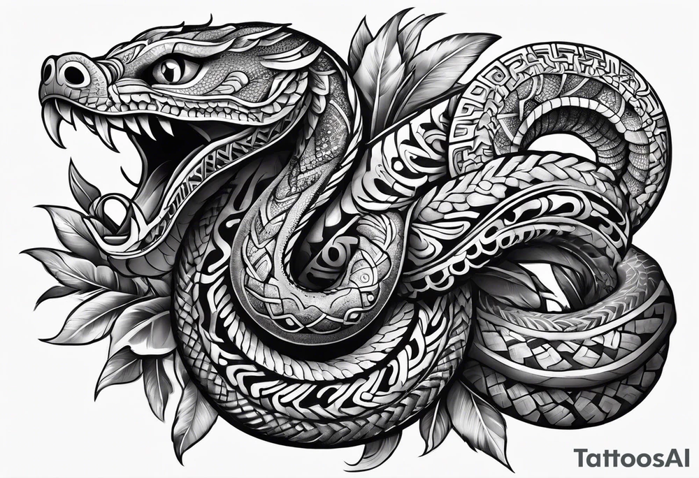 aztec kukulkan snake sleeve tattoo idea