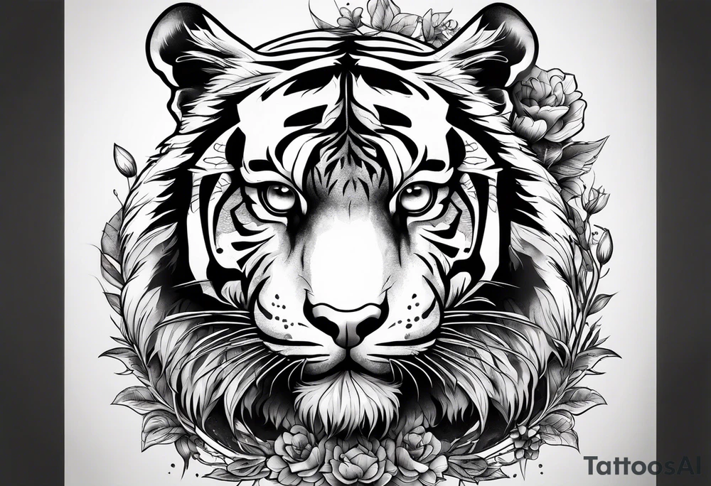 tiger skeleton body hunting tattoo idea