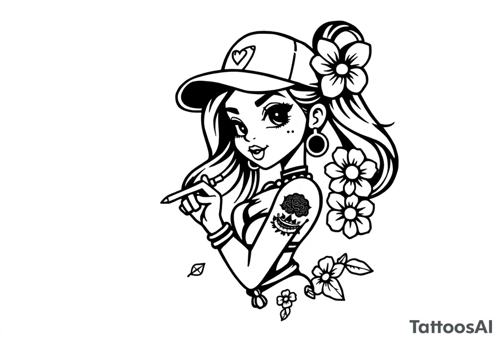 Chicano gangsta girl pretty tattoo idea