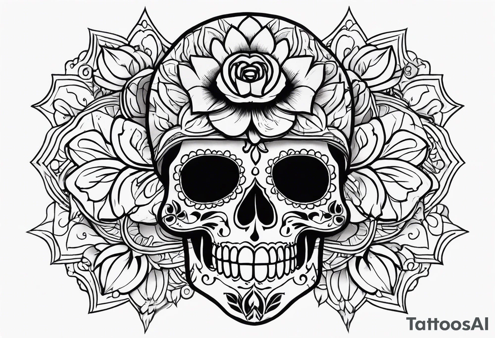Day of dead skull with smoke around it tattoo idea