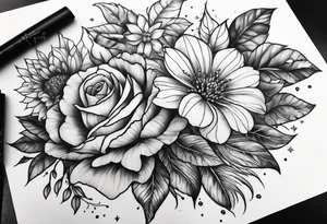 December october march burth flower arm sleeve tattoo idea
