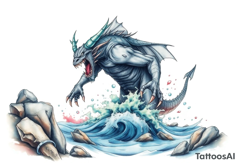water-demon rise up out of the river. tattoo idea