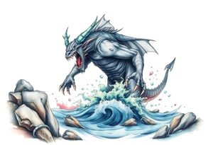 water-demon rise up out of the river. tattoo idea