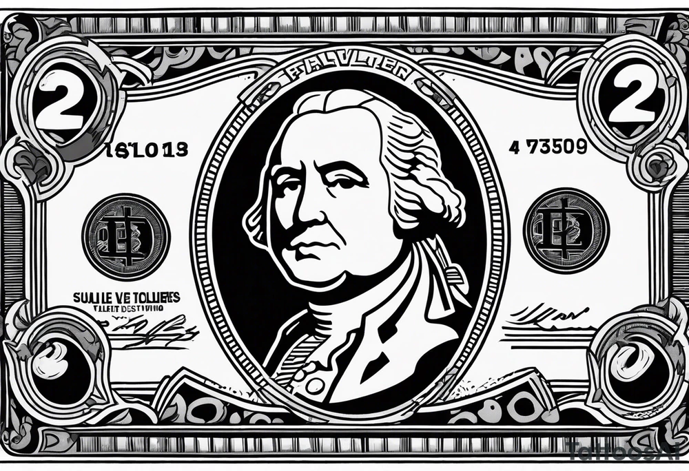 2 dollar bill flowing tattoo idea