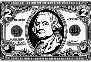 2 dollar bill flowing tattoo idea