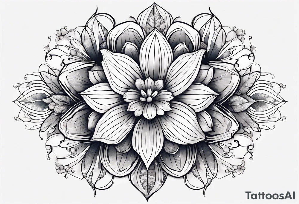 flower, ocean, géométric tattoo idea