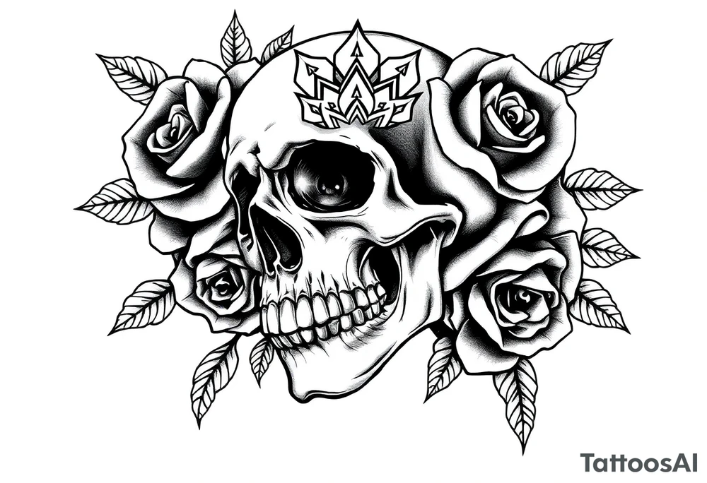 Skull with roses and mandala tattoo idea
