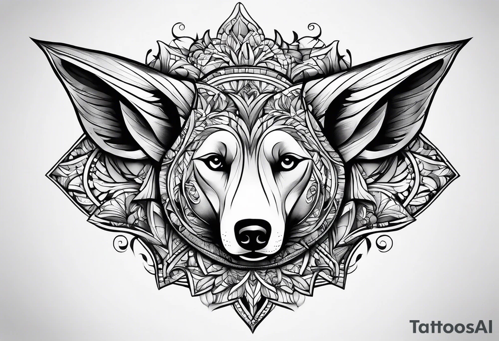 pointed dog ears tattoo idea