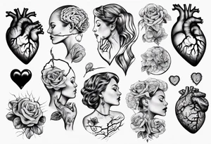 Heart and brain held by a woman's hand tattoo idea