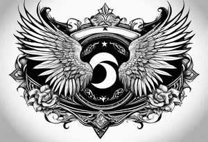The word Glenn on a banner with angel wings tattoo idea
