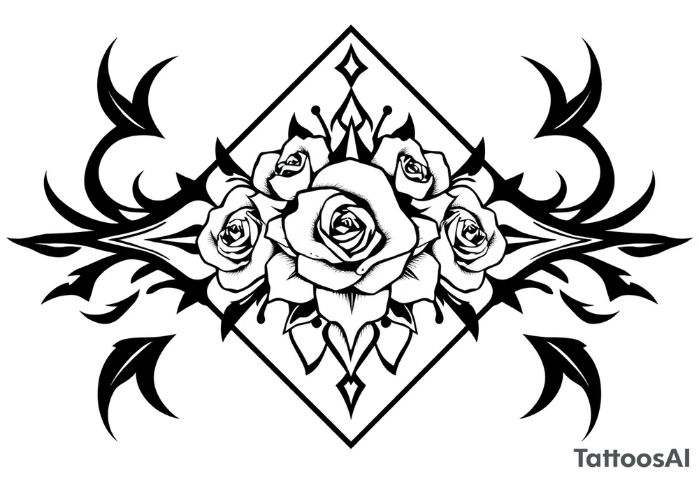 A lot of small roses in a diamond shape tattoo idea