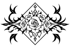 A lot of small roses in a diamond shape tattoo idea