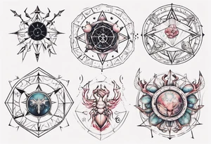 Couple tattoo with cancer horoscope tattoo idea