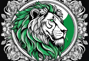 Green lion eating the sun tattoo idea