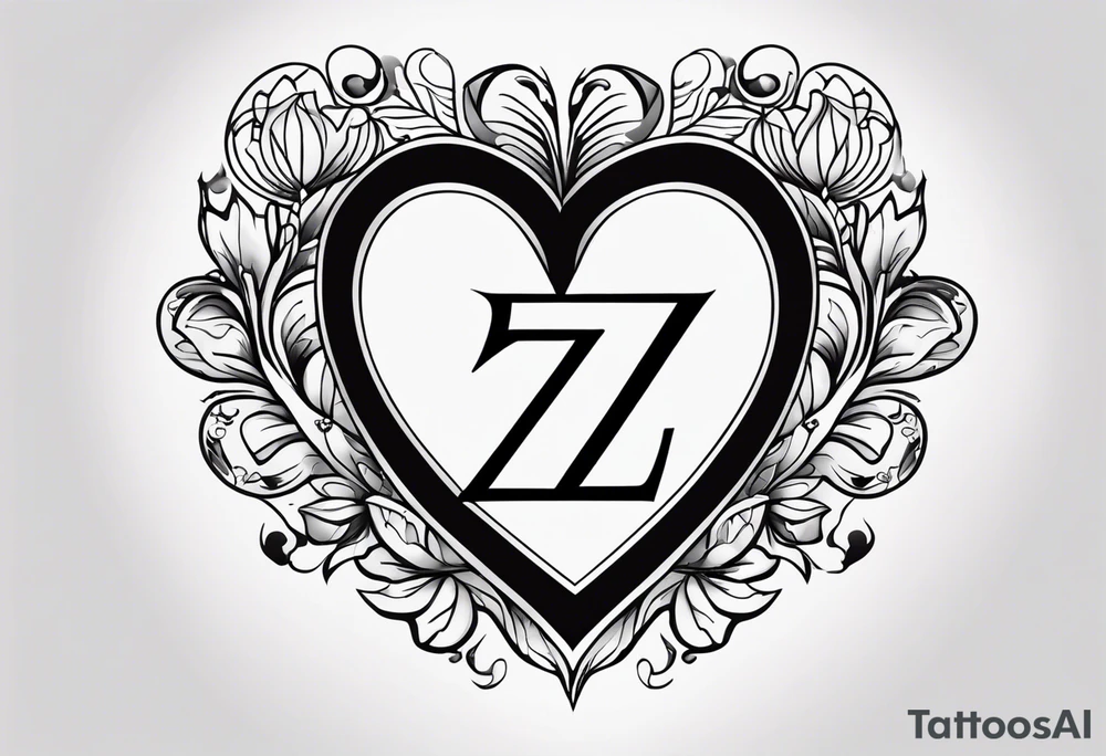Letter Z incorporated with a heart tattoo idea