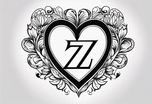 Letter Z incorporated with a heart tattoo idea