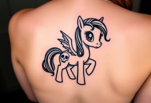 Demonic my little pony with skulls tattoo idea