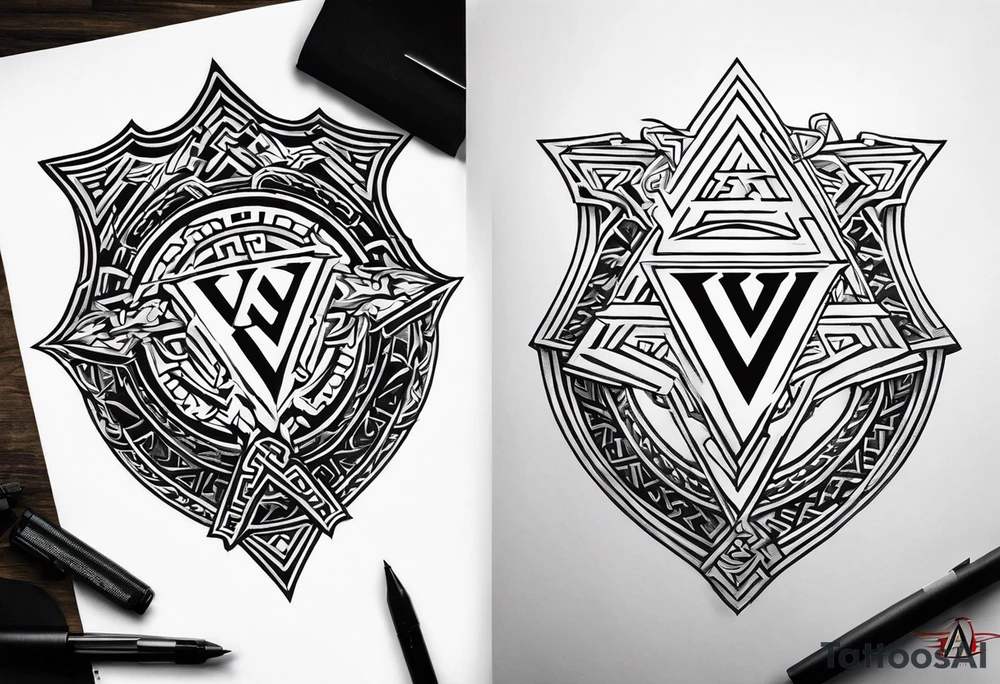 Valhalla valknut battle shield tattoo idea