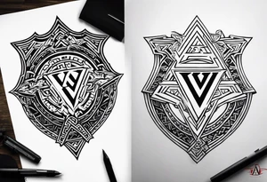 Valhalla valknut battle shield tattoo idea