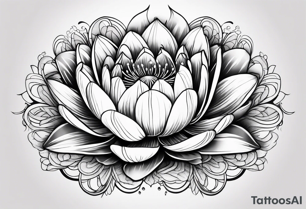 Water lily and tulips intertwined tattoo idea Water lily and tulips intertwined tattoo idea