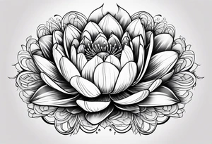 Water lily and tulips intertwined tattoo idea