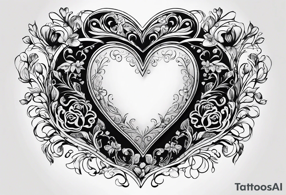 Make me a sketch of a heart that the heart creates makeup products like a blush brush tattoo idea