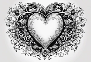 Make me a sketch of a heart that the heart creates makeup products like a blush brush tattoo idea