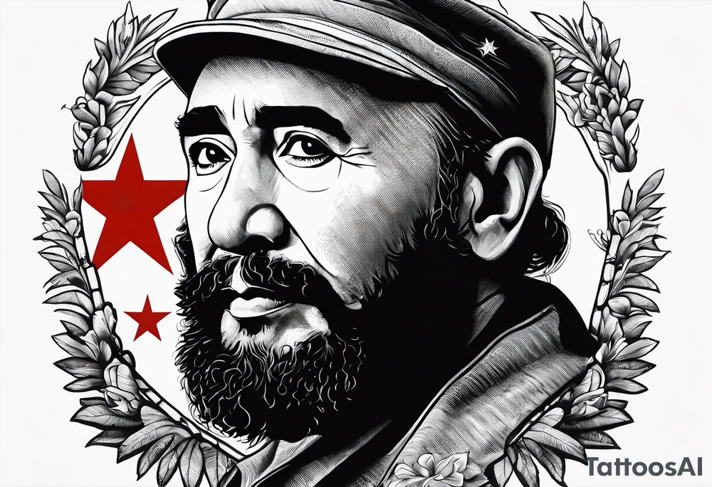 create a tattoo with fidel castro and the cuba flag with a known and original cuban quote tattoo idea