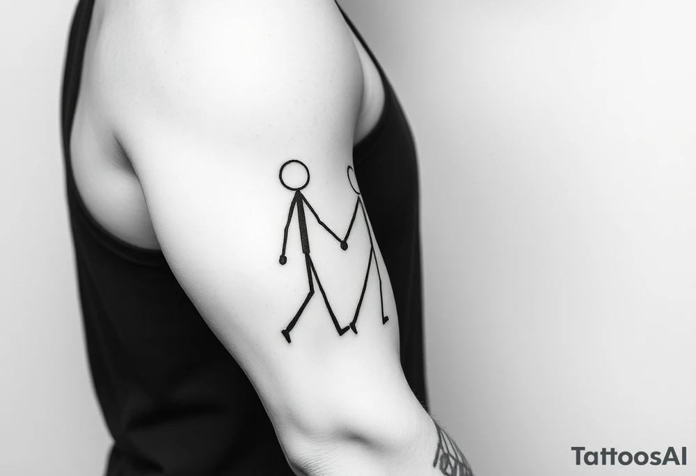 stick figures walking holding hands tattoo idea