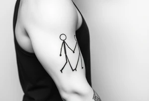 stick figures walking holding hands tattoo idea