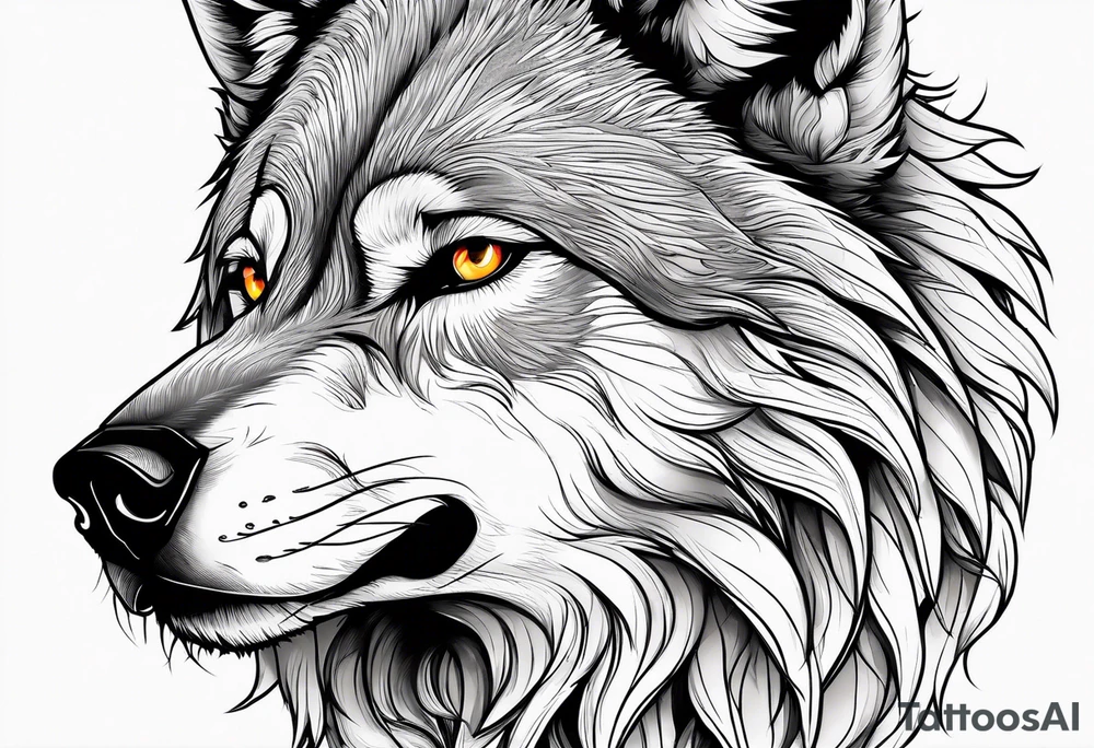 Wolf with beard tattoo idea