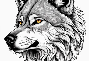 Wolf with beard tattoo idea