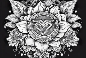 Wonder Woman symbol design with flowers tattoo idea