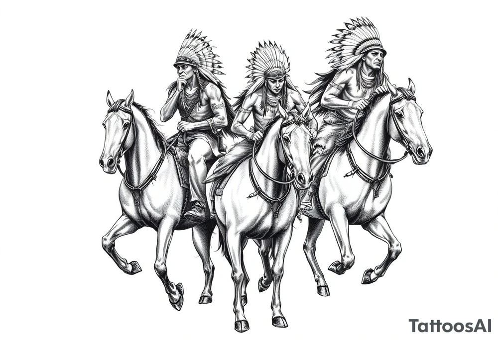 Native American warriors on horses tattoo idea