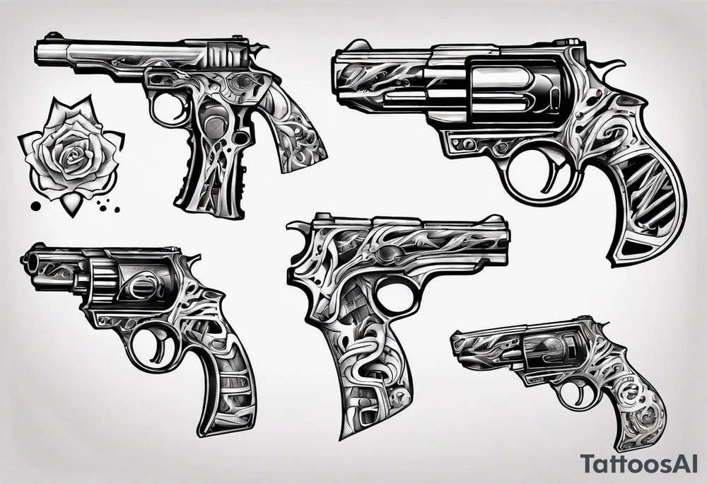gun with blood tattoo idea