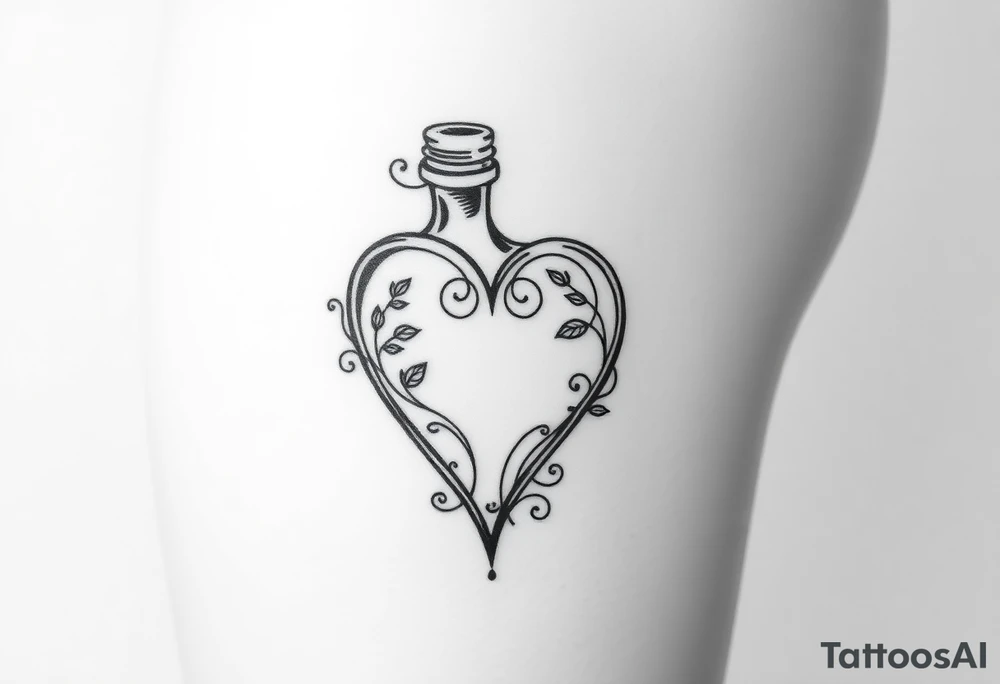 Heart shape bottle tattoo idea