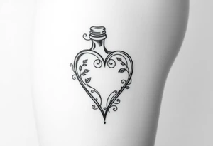 Heart shape bottle tattoo idea