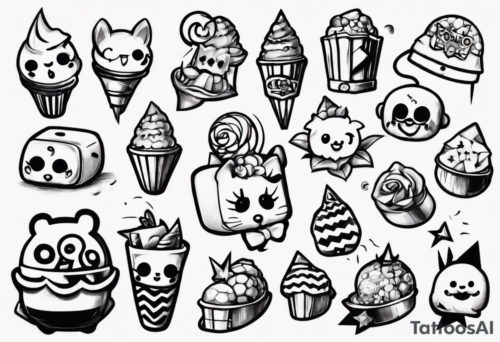 bonbon and choo choo tattoo idea