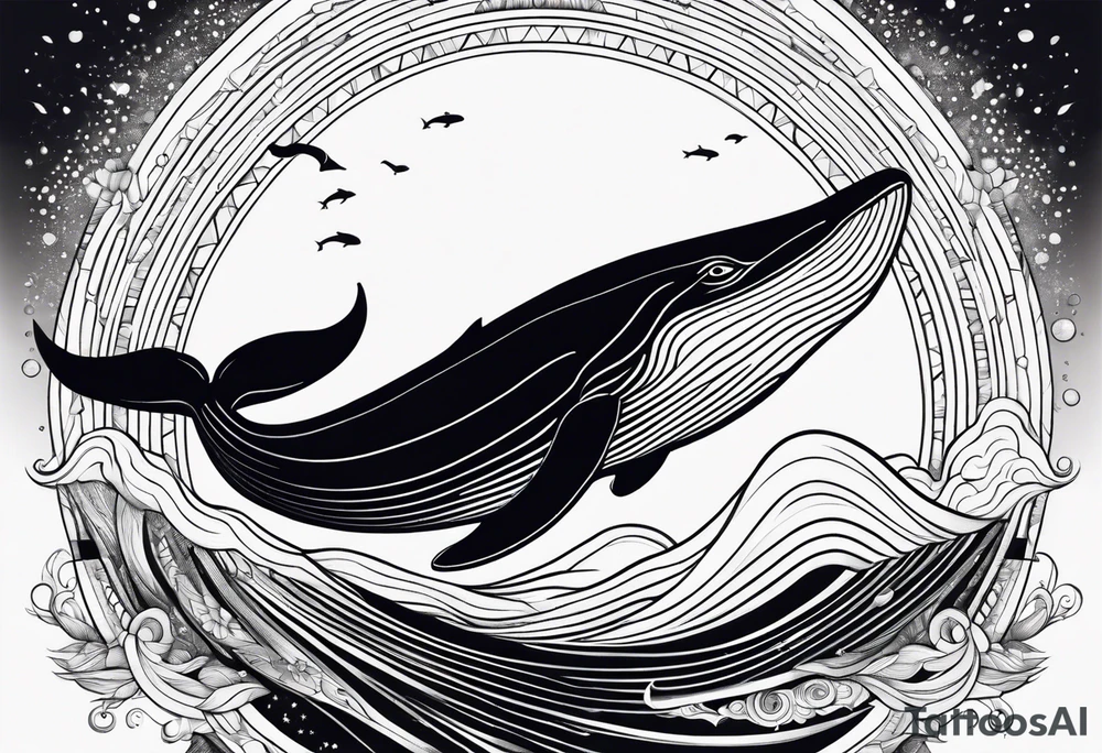 Whale ascending towards light tattoo idea