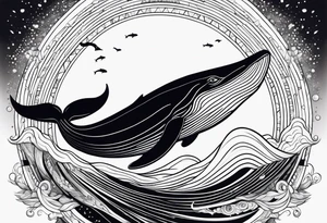 Whale ascending towards light tattoo idea