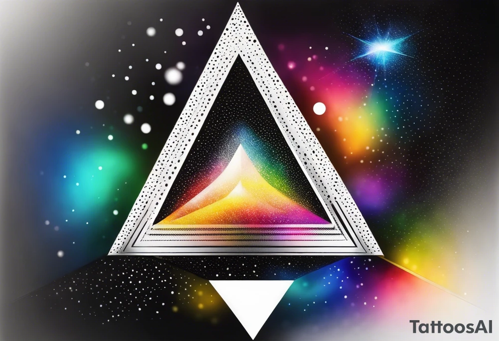 triangle prism glass dispersing a photon into colorful rays tattoo idea