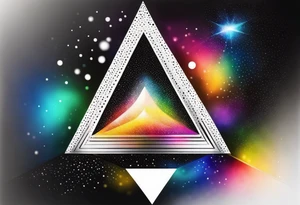 triangle prism glass dispersing a photon into colorful rays tattoo idea