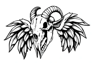 goat skull odd crying angel tattoo idea